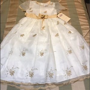 NWT Cream/Gold Flower Girl or Party Dress